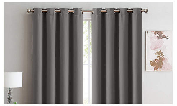 2x Blockout Curtains Panels 3 Layers Eyelet Charcoal 240x230cm