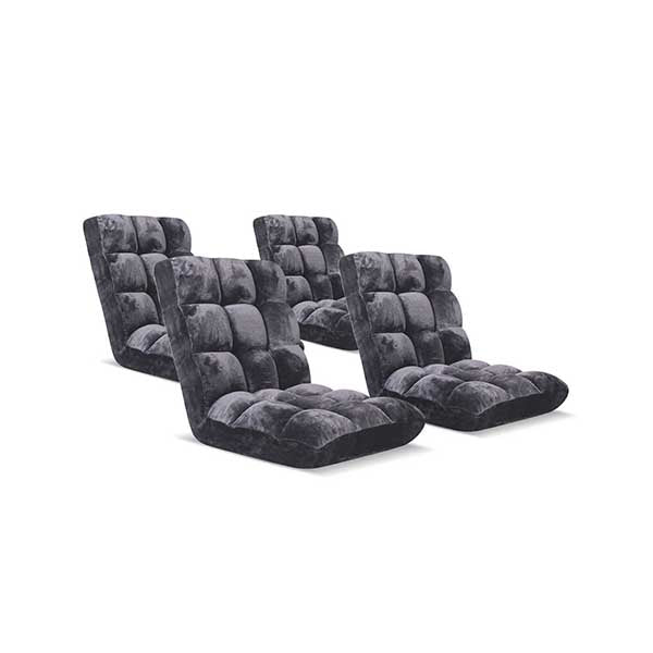 Soga Floor 4X Recliner Folding Sofa Futon Couch Chair Cushion Grey