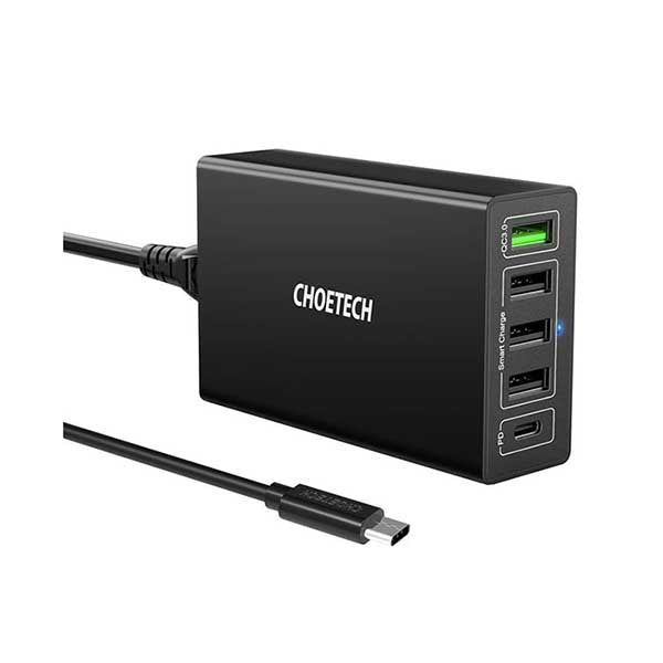 Choetech 5 Port 60w Charger With 30w Power Delivery