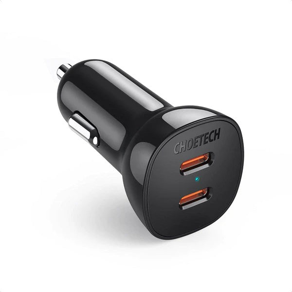 Choetech Dual Usb C 36W Car Charger Adapter Black