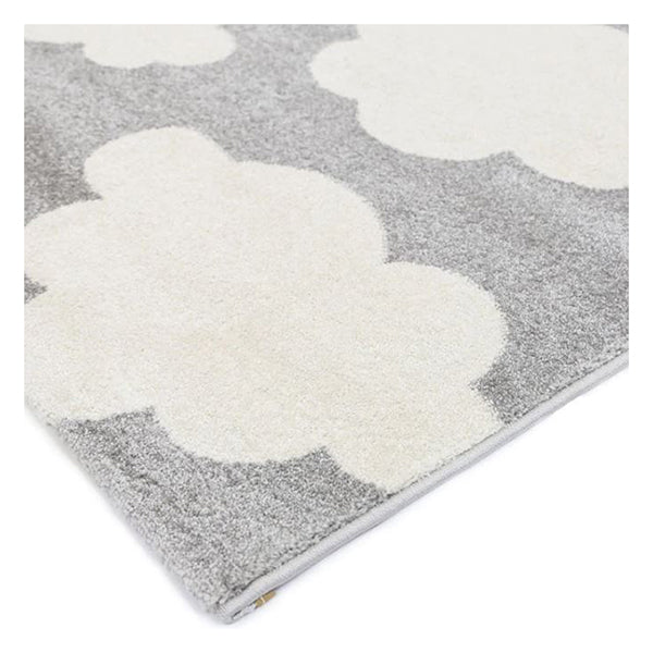 Clouds Light Grey And White Kid Rug