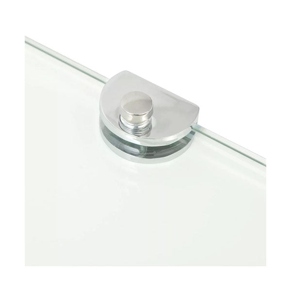 Corner Shelf With Chrome Supports Glass Clear