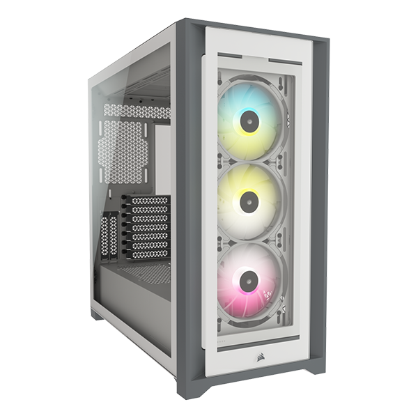 Corsair Icue 5000X Rgb Tempered Glass Mid Tower Smart Case White