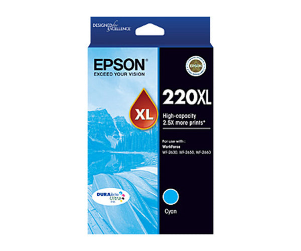 Epson 220XL HY Cyan Ink Cart 450 Pages