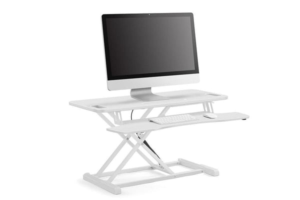 Ergolux Pro Height Adjustable Sit Stand Desk Riser (Large, White)