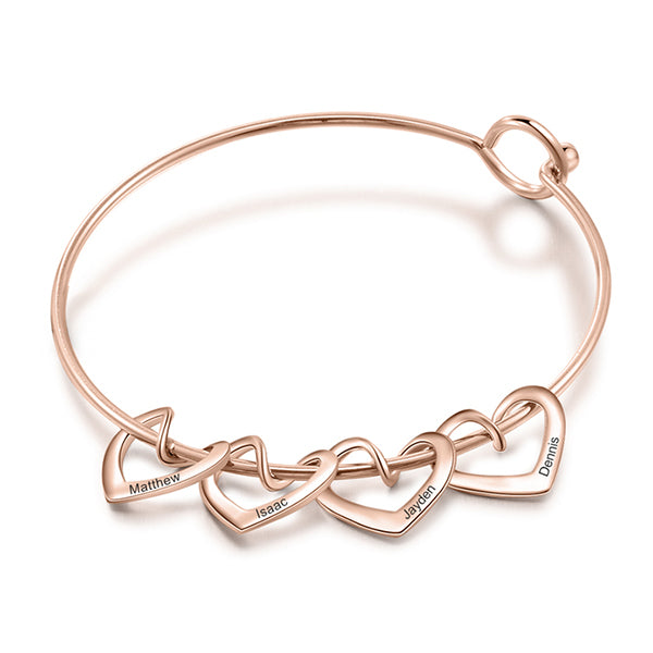 Engraved Hearts Charm Bracelet For Mom
