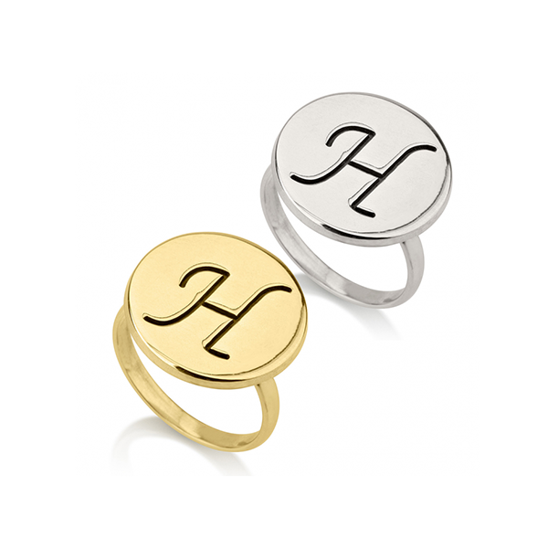Engraved Initial Round Ring