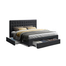 Fabric Bed Frame with Storage Drawers Dark Grey