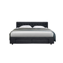 Fabric Bed Frame with Storage Drawers Dark Grey