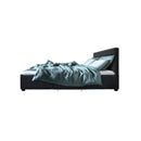 Fabric Bed Frame with Storage Drawers Dark Grey