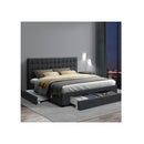 Fabric Bed Frame with Storage Drawers Dark Grey