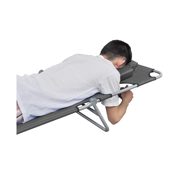 Foldable Sunlounger With Head Cushion Adjustable Backrest