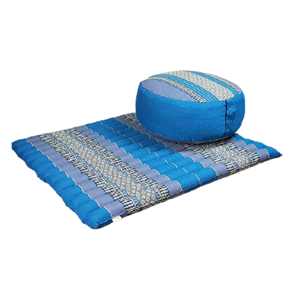 Foldable Zafu And Zabuton Meditation Cushion Set Blue