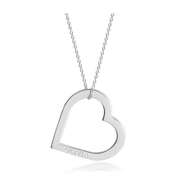Heart Outline Engraved Necklace