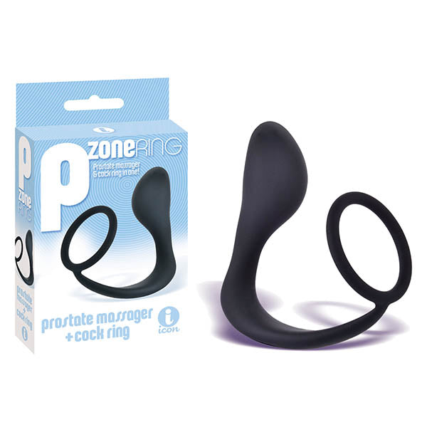 The 9's P-Zone Cock Ring - Black Anal Plug with Cock Ring