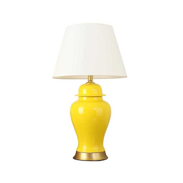 Soga Oval Ceramic Table Lamp With Gold Metal Base Desk Lamp Yellow