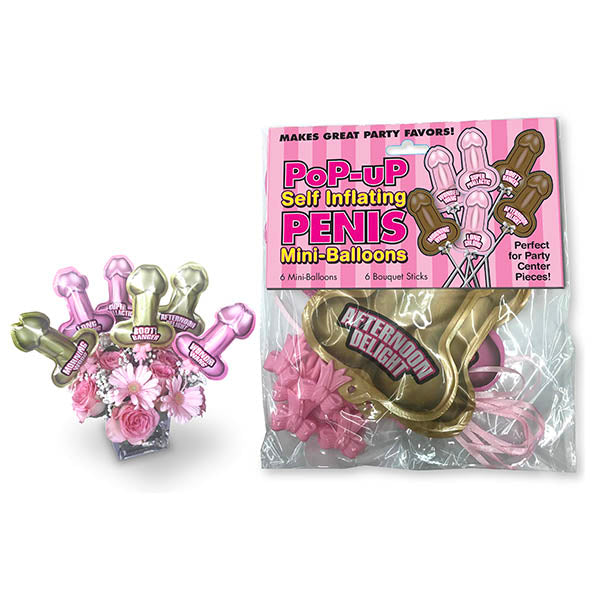 Pop Up Self Inflating Penis Mini Balloons 6 Pack