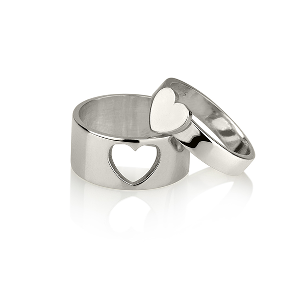 Matching Couple Heart Rings