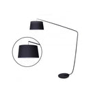 Metal Arc Floor Lamp In Black Finish With Linen Taper Shade