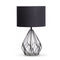 Metal Wire Table Lamp In Black Finish With Black Drum Shade
