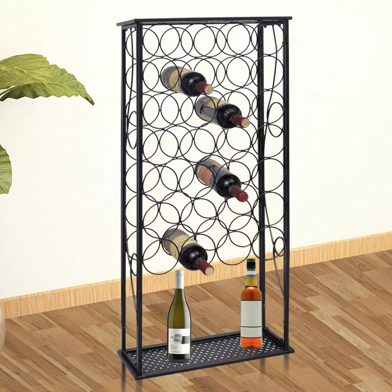 Metal Wine Rack Stand For 28 Bottles