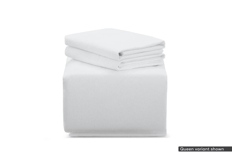 Ovela Cotton Flannelette Bed Sheets Set (Queen, White)