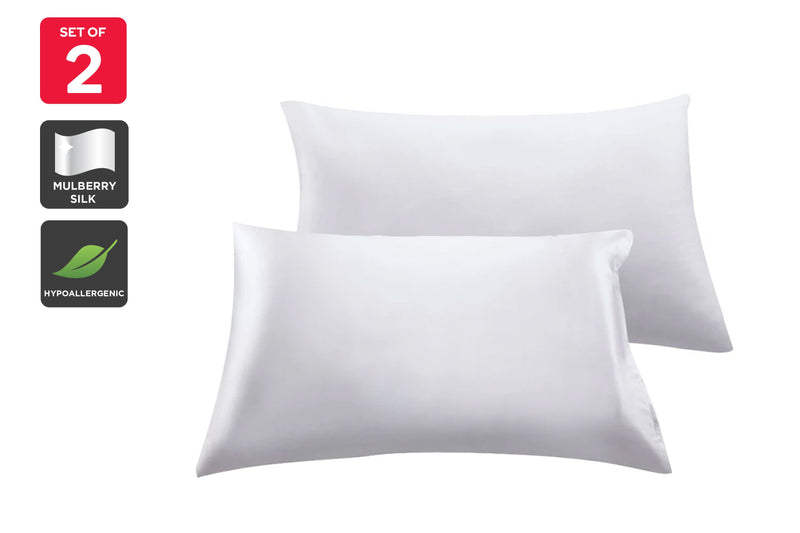 Ovela Set of 2 Mulberry Silk Pillowcases (White)
