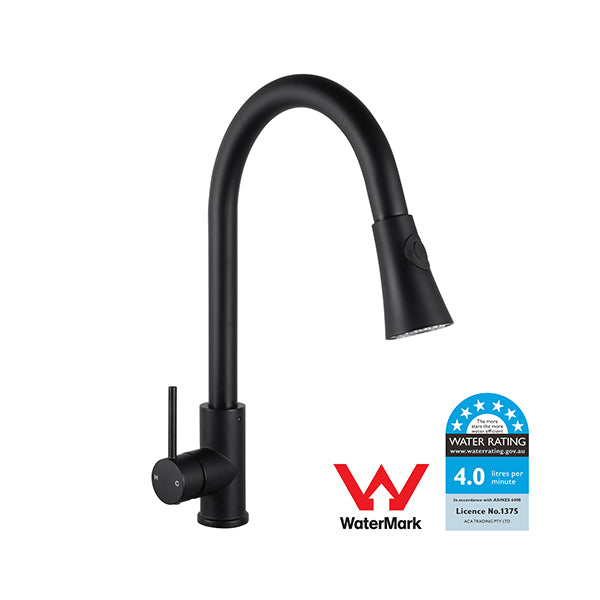 Euro Round Matte Black Kitchen Sink Pull Out Faucet