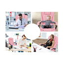 Office Chair Executive Computer Racer Footrest Pu Leather Seat Pink