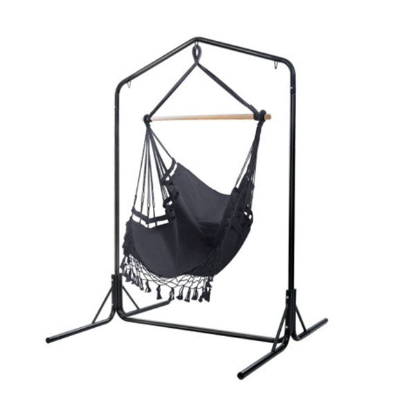 Outdoor Hanging Rope Hammock Chair With Stand Tassel