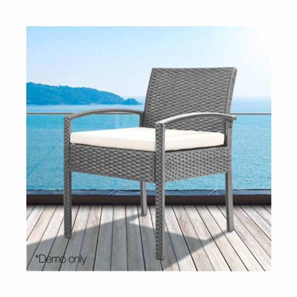 Outdoor Chair Wicker Dining Patio Garden Lounge Bistro Cushion Gardeon