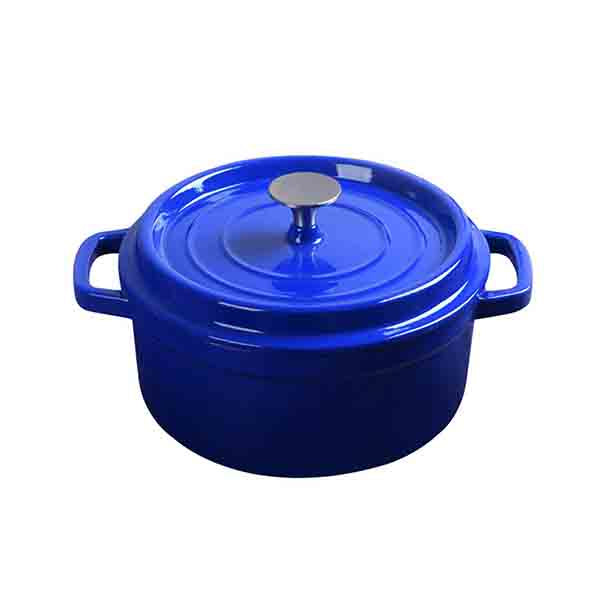 Soga Cast Iron 24Cm Enamel Porcelain Stewpot Cooking Pot With Lid Blue