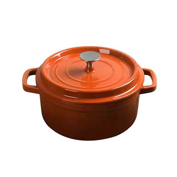 Soga Cast Iron 24Cm Enamel Porcelain Stewpot Cooking Pot W Lid Orange