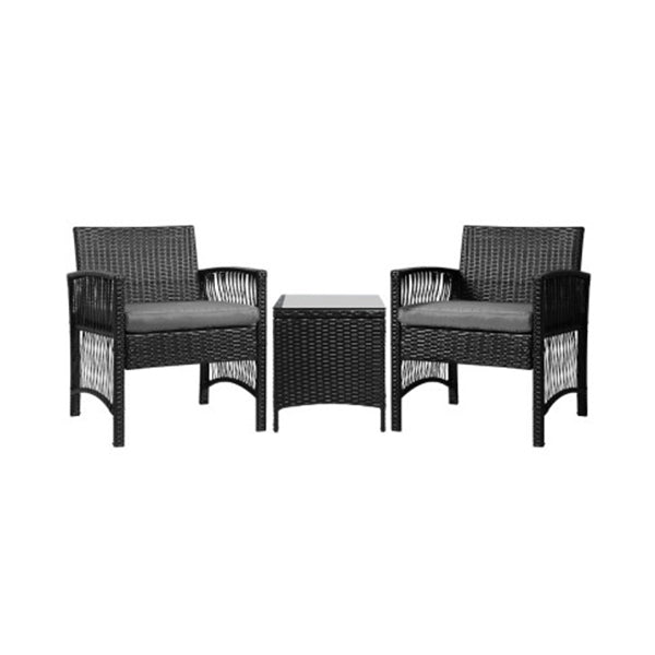 Patio Furniture Outdoor Bistro Set Dining Chair Setting 3 Piece Wicker