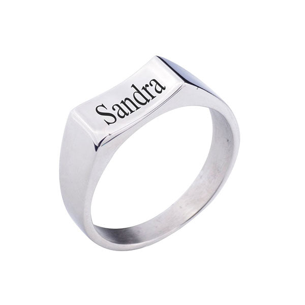 Personalized Curved Alphabet Signet Ring