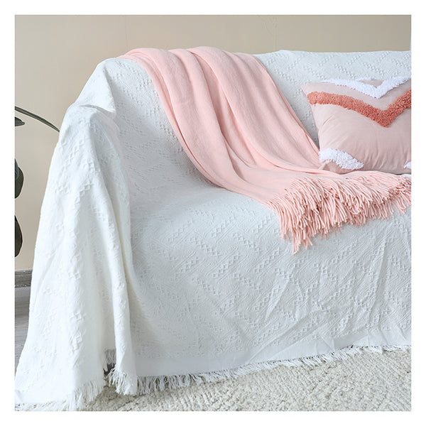 Pink Acrylic Knitted Throw Blanket