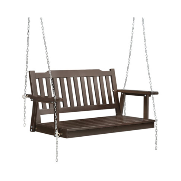 Porch Swing Chair Chain Garden Bench Outdoor Furniture Wooden Brown