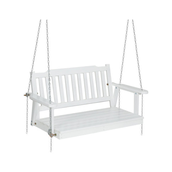 Porch Swing Chair Chain Garden Bench Outdoor Furniture Wooden White