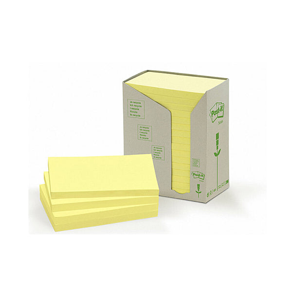 Post It Notes 655 Recycled Yellow 76X127Mm Pk16