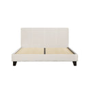 Bed Frame Boucle Fabric Mattress Base Platform Wooden Beige