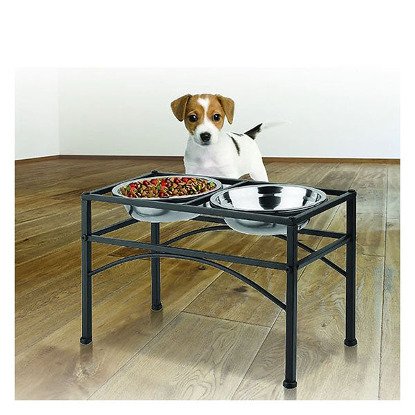 Dual Elevated Raised Pet Dog Puppy Feeder Bowl Stainless Steel