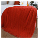 Red Diamond Pattern Knitted Throw Blanket