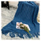 Royal Blue Diamond Pattern Knitted Throw Blanket