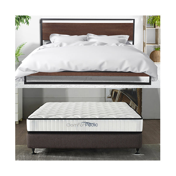 Wood Bed Frame With Comforpedic Mattress Bedroom Set Double