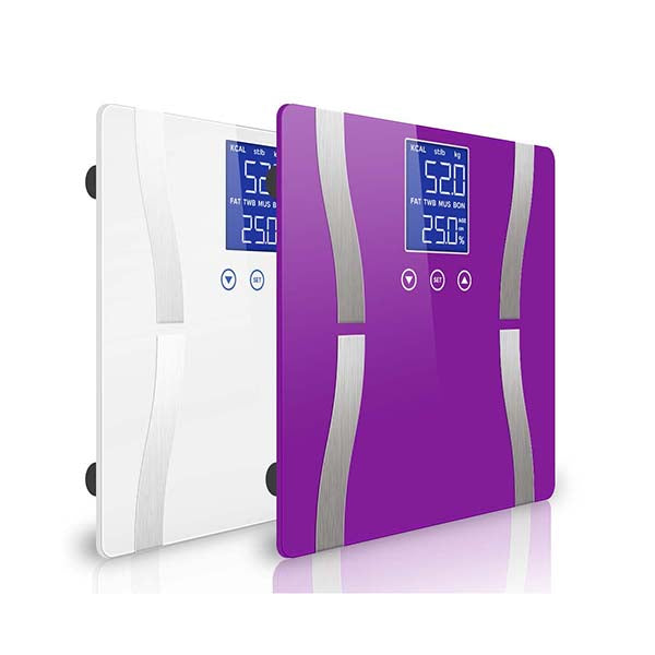 Soga 2X Digital Body Fat Scale Bathroom Glass Water Lcd White Purple