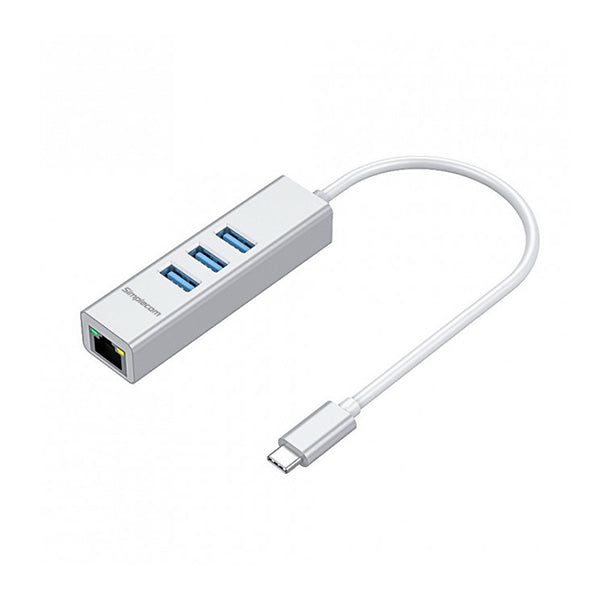 Simplecom Gigabit Ethernet Adapter Usb C To 3 Port Usb Hub