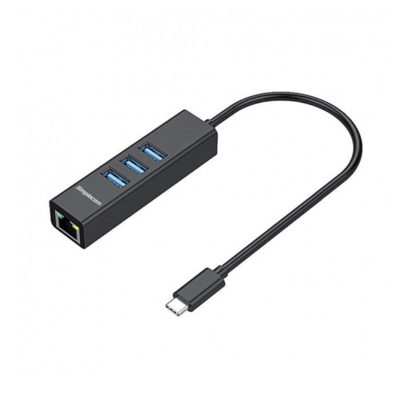 Simplecom Usb C To 3 Port Usb Hub With Gigabit Ethernet Adapter