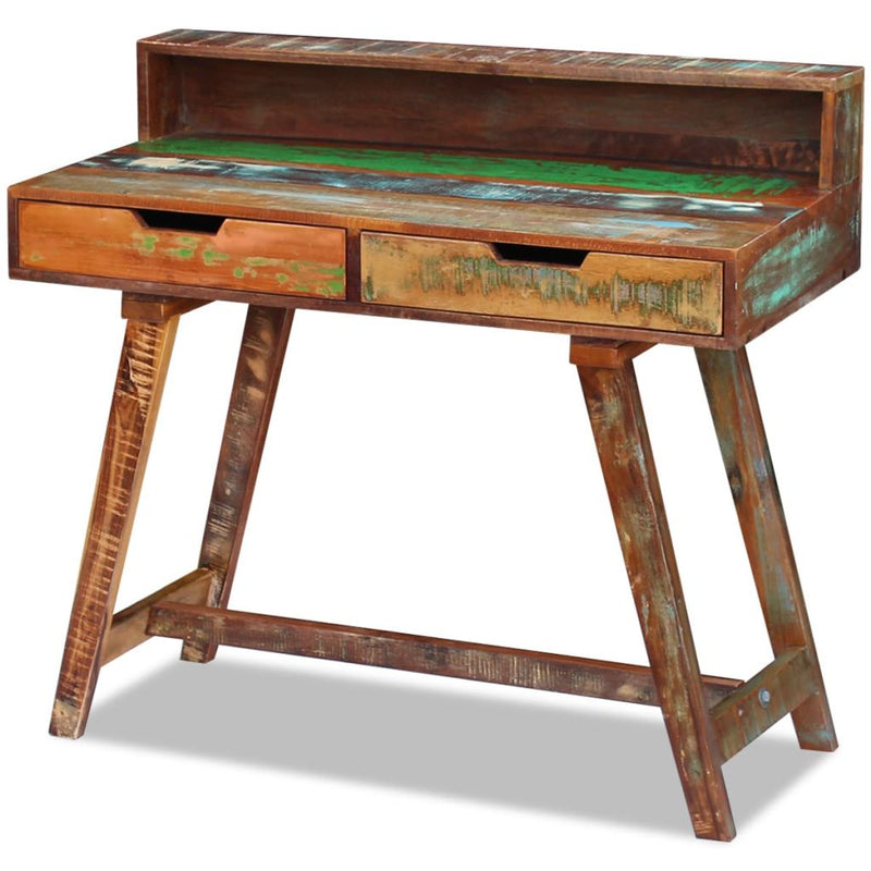 Solid Reclaimed Wood 2-Drawer Desk