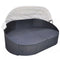 Sun Lounger With Canopy & Cushion Poly Rattan - Black