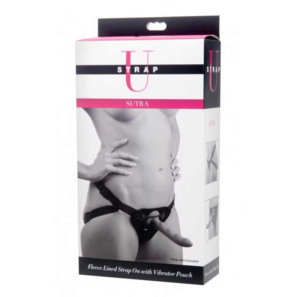 Strap U Sutra Fleece Lined Strap On with Vibrator Pouch